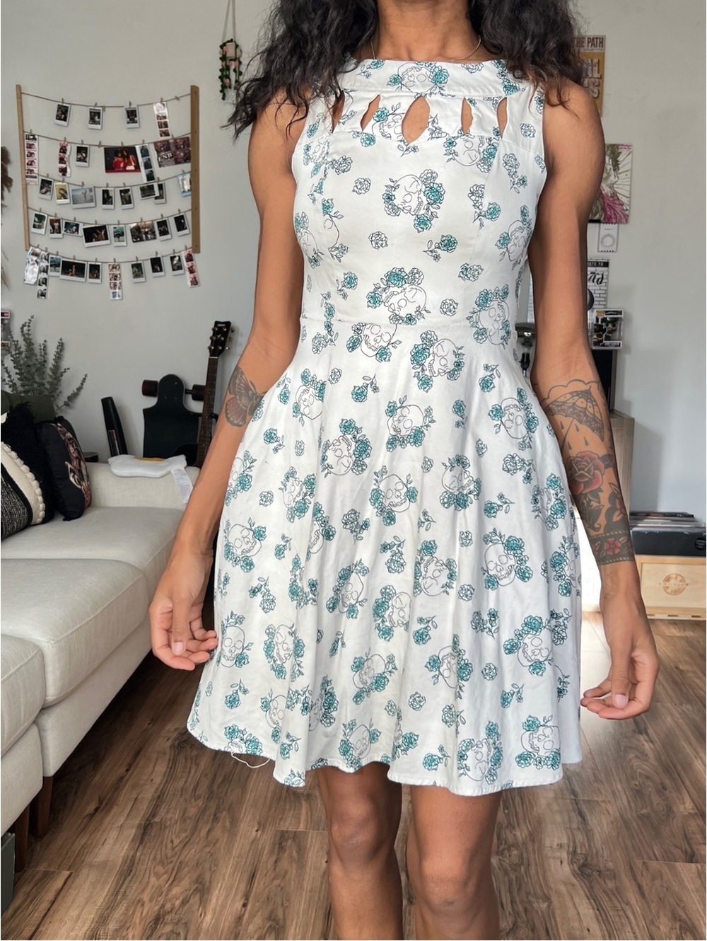Hot Topic Floral Skull Pin-Up Dress